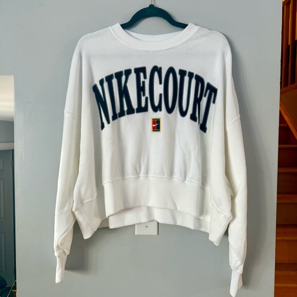 Nike Tops - Nike White Tennis Winged Cropped Sweatshirt with Black Lettering NWT